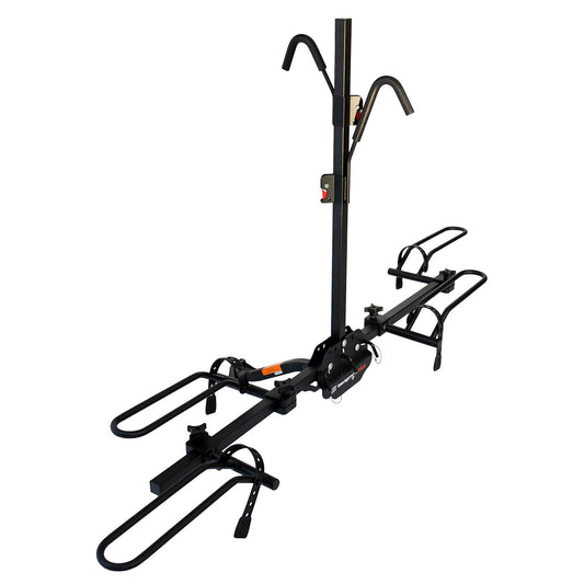 Swagman XTC2 Hitch Mount Bike Rack – Platform Carrier for 2 Bikes, Ratcheting Hook System, Compact Clam-Shell Folding Design