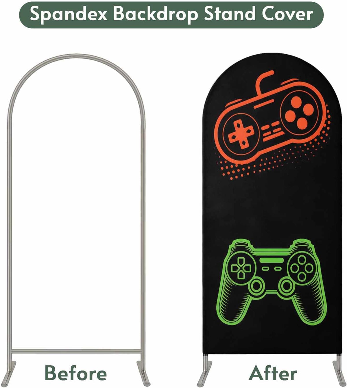 BaqwedCoSz 4 Game Theme Arch Backdrop Cover FT Game Controller Stretchy Elastic Arch Stand Covers Spandex Arched