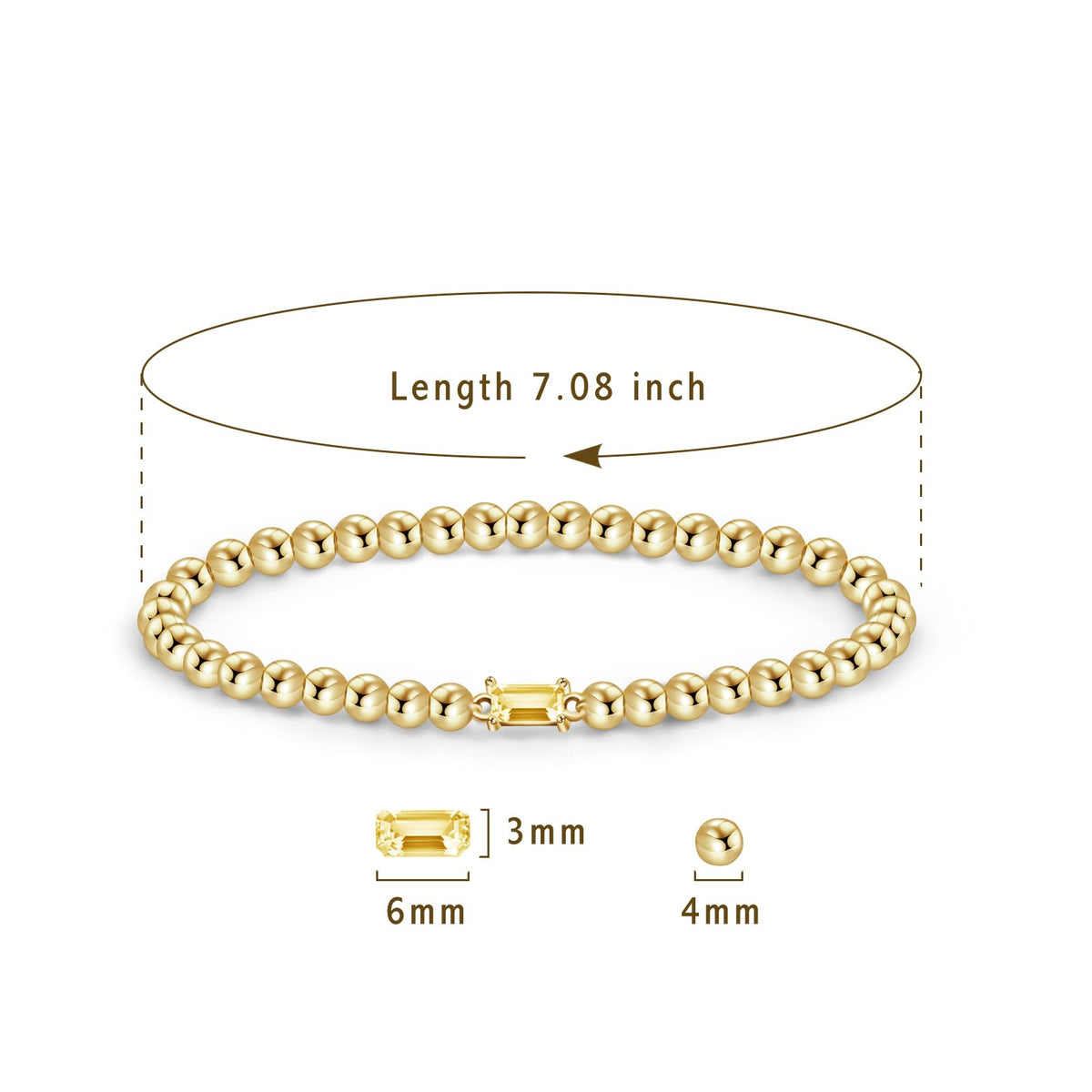 Free bird November Birthstone Bracelet Citrine Bracelet 14K Gold Plated Stretch Birthstone Beaded Bracelet with Yellow Topaz Stone Gold Bracelet Jewelry for Women