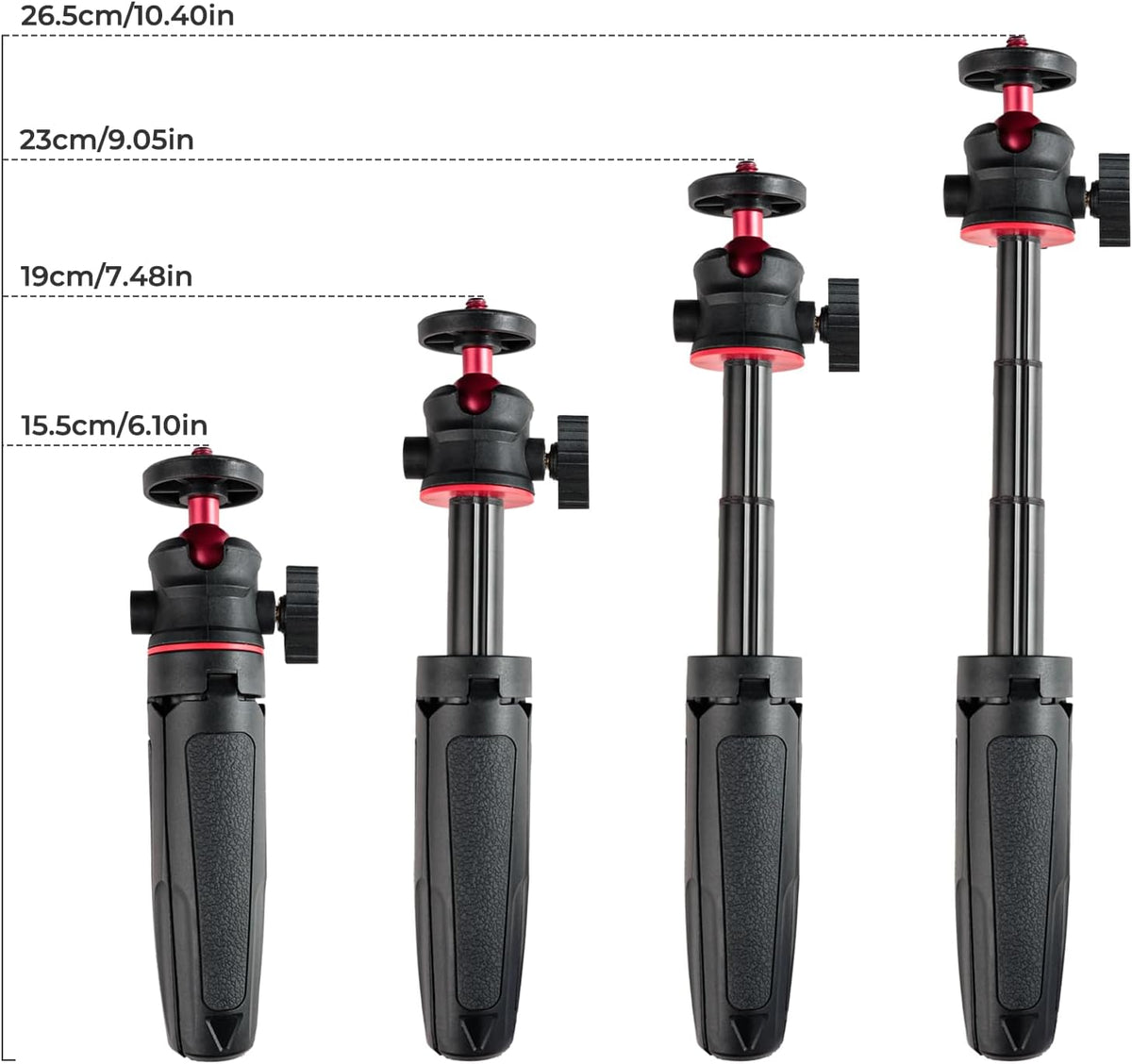 Wurkkos 360 1/4" CL01 HD02 DL08 Mini Telescopic Tripod, Handheld Stand with Flexible Ball Head and Screw for Camping