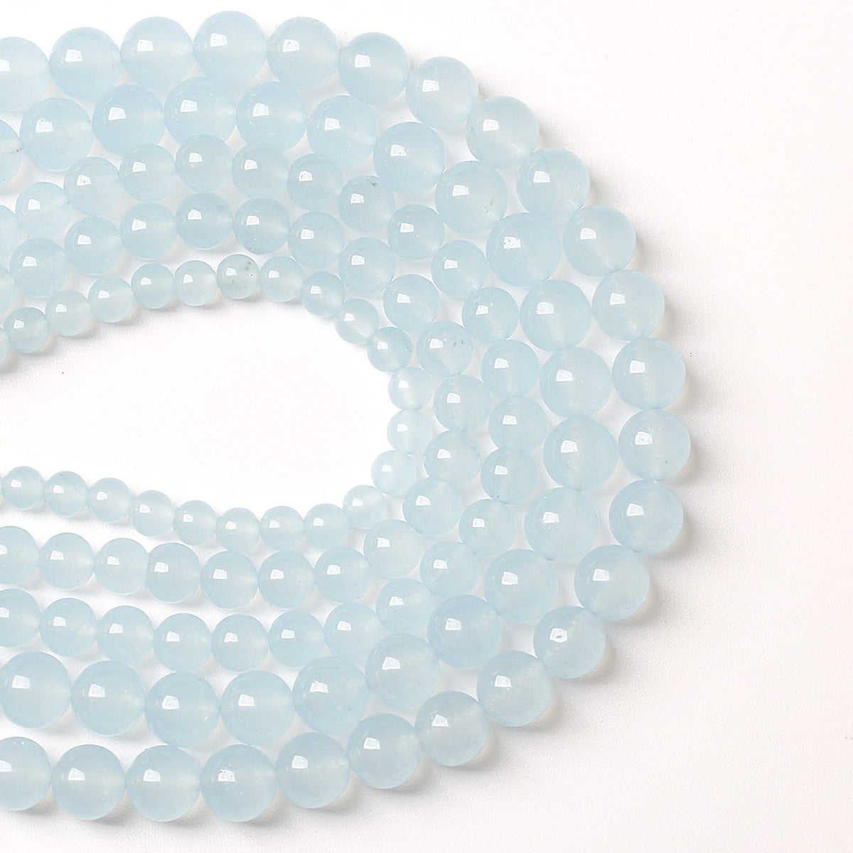 8MM 46PCS Natural Stone Light Blue Chalcedony Loose Beads for Jewelry Making DIY Bracelet Necklace