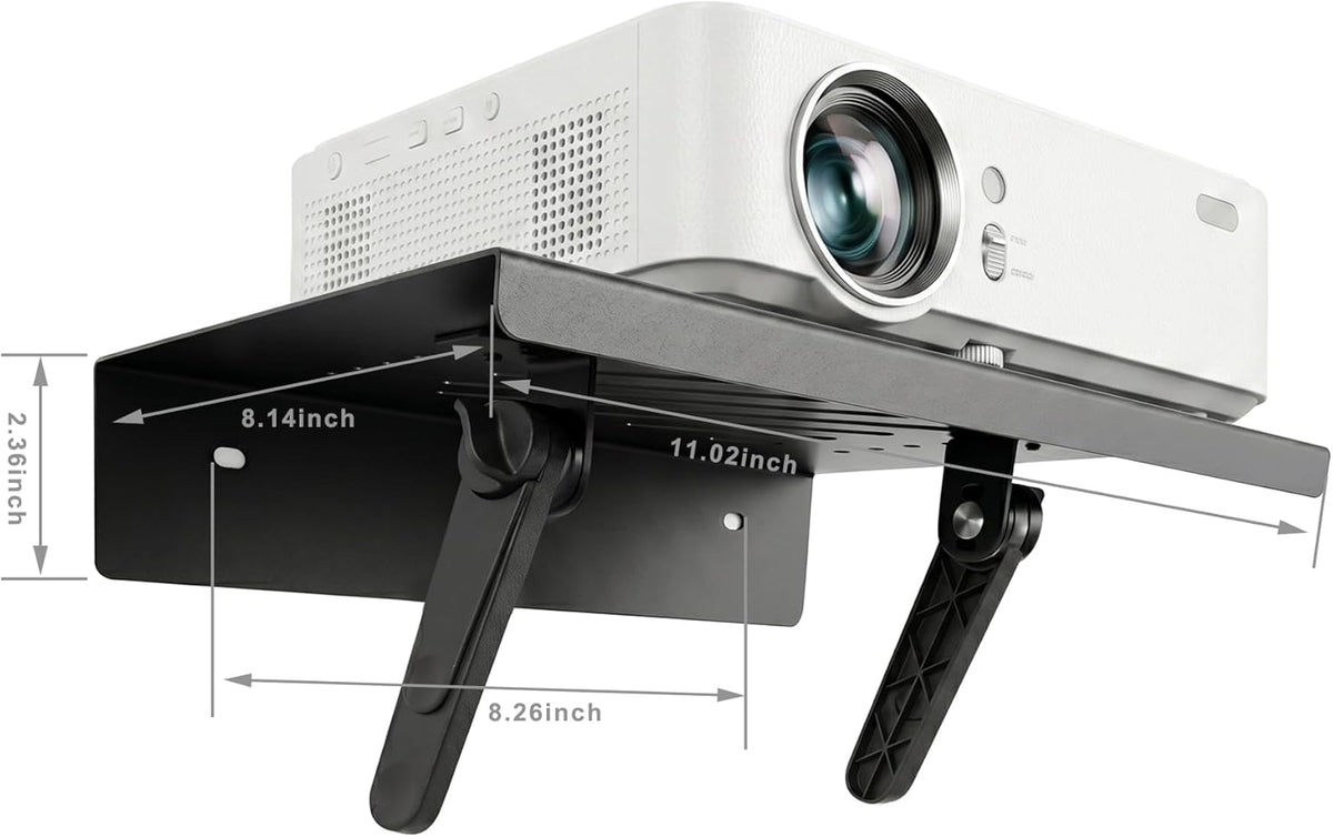 Aidoclip 44 lb Setup, 3-Level 10.598.19 No-Drilling Projector Wall Mount Shelf, Adjustable Foldable Metal Stand