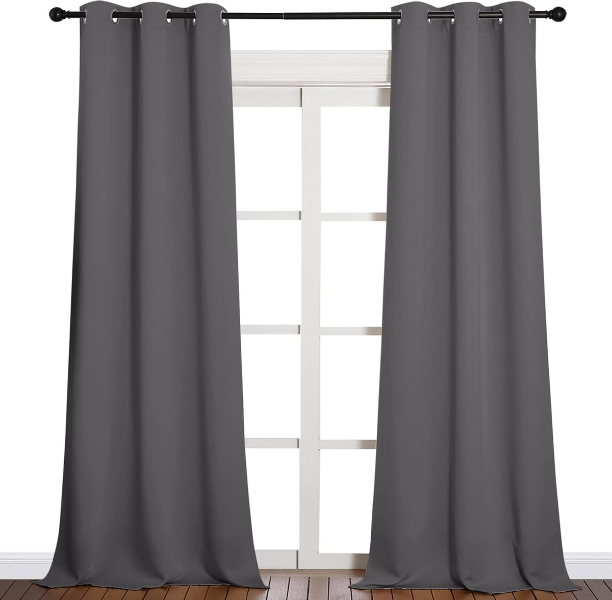 NICETOWN Thermal Insulated Blackout Curtains - Grommet Top Drapes for Hall | 2 Panels, Grey (W42 x L90)