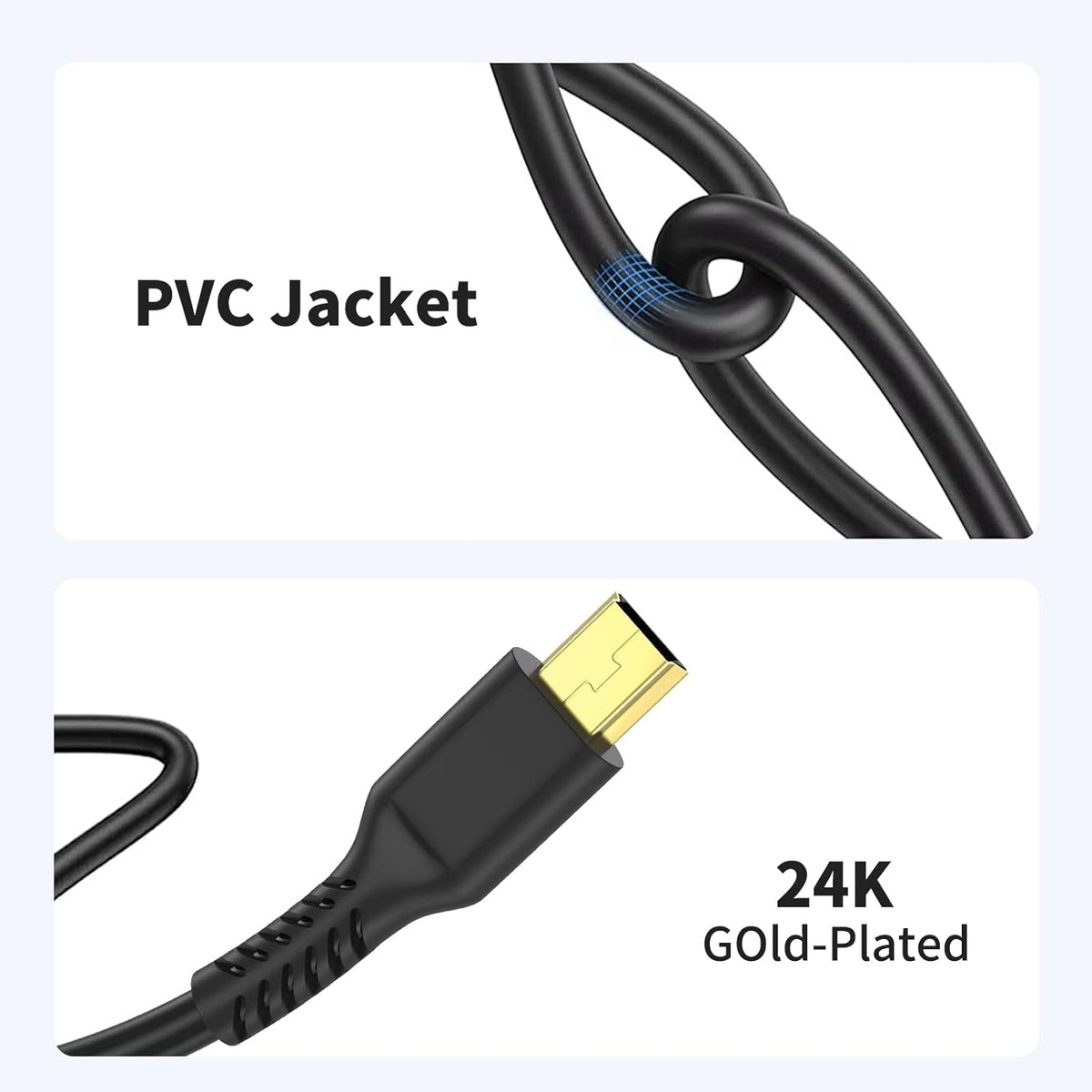 ULIFTUS 10FT 2.0 PS3 MP3 3+(Black) Mini USB Cable, Standard USB to USB Mini B Charging Cord Durable Controller Cable