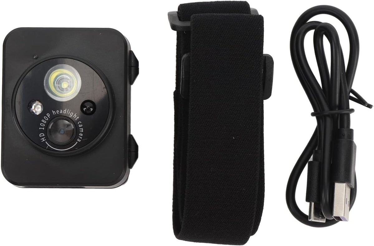 2MP 1080P 45 Mini Head Mounted Action Camera with Light, Adjustable Headlamp Headlight Body Camera, Gesture Control