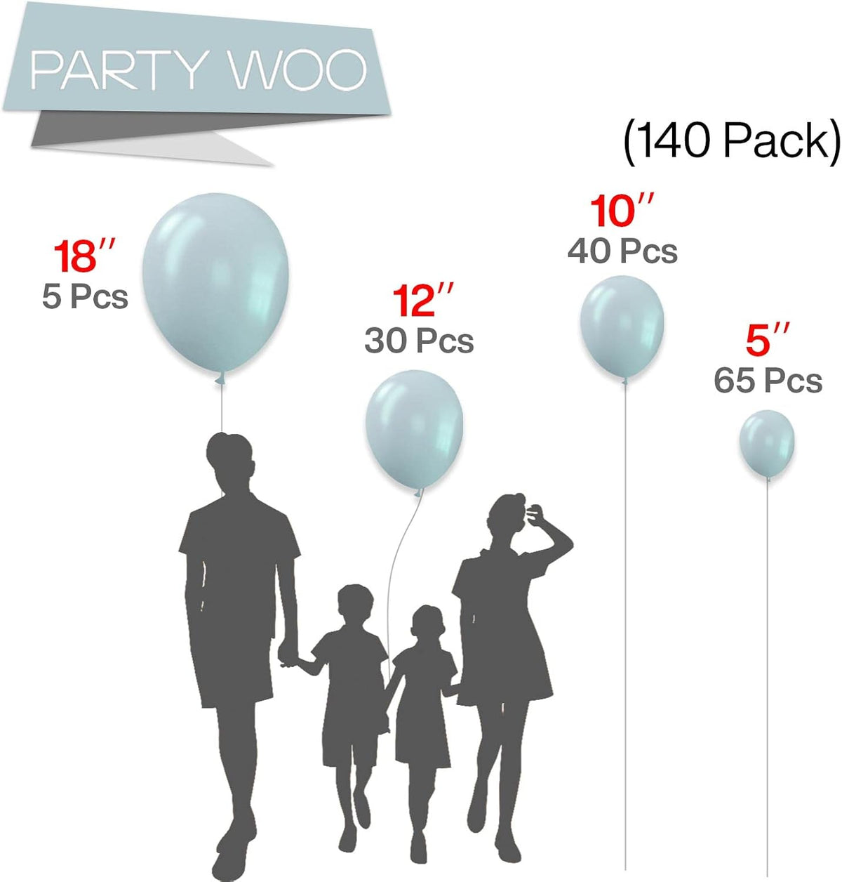 PartyWoo White & Pale Aqua Balloons - 280 Pcs for Stunning Celebrations | Perfect for Events