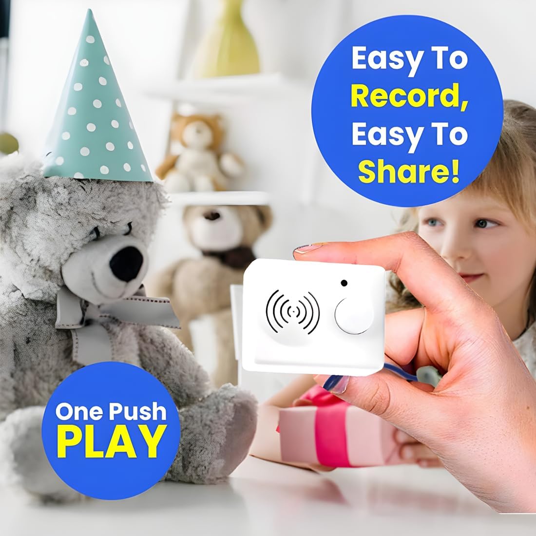 XLW 16 Items,etc-White-2P Minutes Voice Recorder for Stuffed Animals,Voice Box for Recordable Presents Button Sound Box