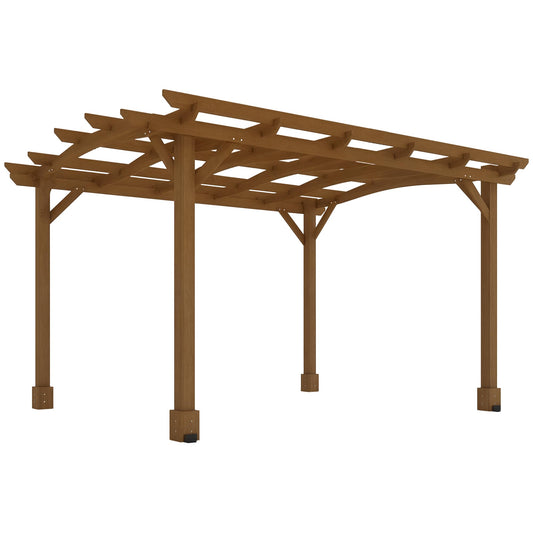 Outsunny 10' x 12' Outdoor Pergola with Arched Roof for Climbing Plant Support, Wood Gazebo Grape Trellis with Stable Structure, Concrete Anchors for Patio, Garden, Deck, Backyard, Dark Brown