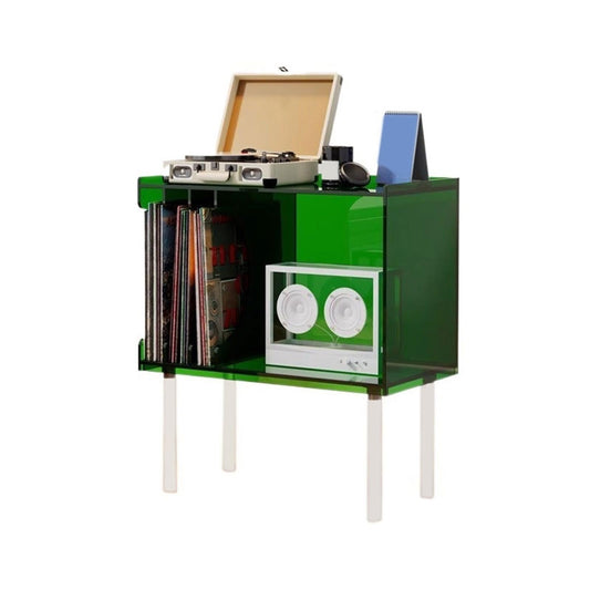 FURUIM2024M Record Rack Home Storage Rack Acrylic Vinyl Record Cabinet with Feet Side Table Magazine
