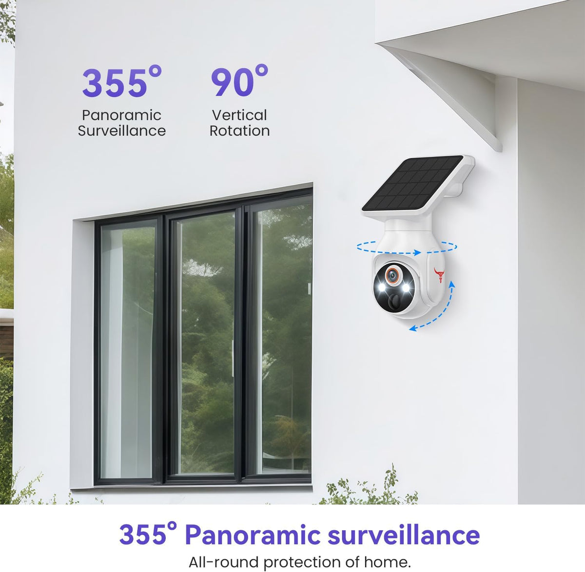 MeshSear 1080P 360 2-Way 2.4Ghz Solar Security Cameras Wireless Outdoor, View Pan/Tilt, Color Night Vision, Easy