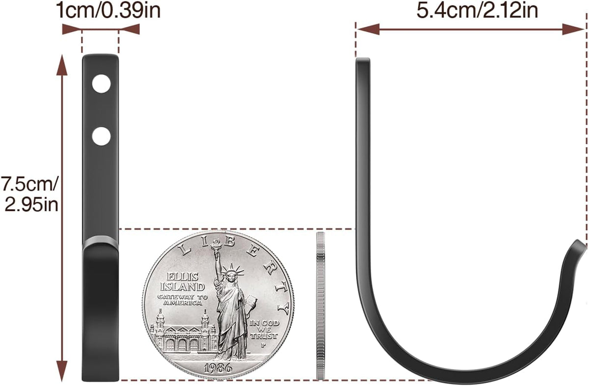 Niffgaff 10-Pack Outdoor Wall Hooks - 30LB Metal Hangers for Coats, Towels, and Backpacks | Black
