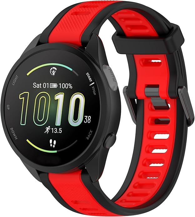 Compatible with Garmin Forerunner 165 Watch Band, 20mm Width Silicone Replacement Bands for Garmin Vivoactive 3 / Vivoactive 5 / Forerunner 55, 245, 645 Music Smartwatch