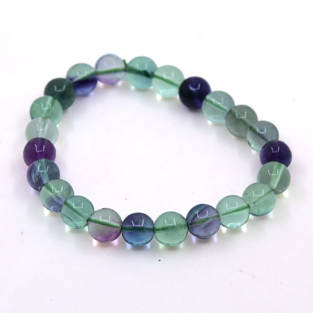 Justinstones Natural A Grade Clear Fluorite Gemstone 8mm Round Beads Stretch Bracelet 7 Inch Unisex