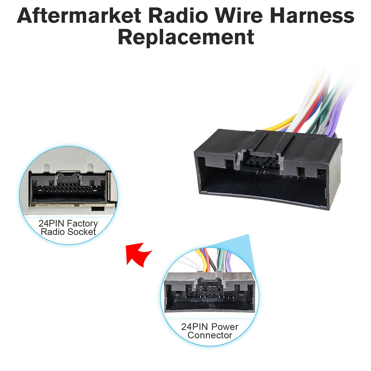 16Pin-24Pin F-150 F-250 F-350 Radio Wiring Harness Kit Stereo Wire Harness Connector Compatible with Ford Focus Fusion