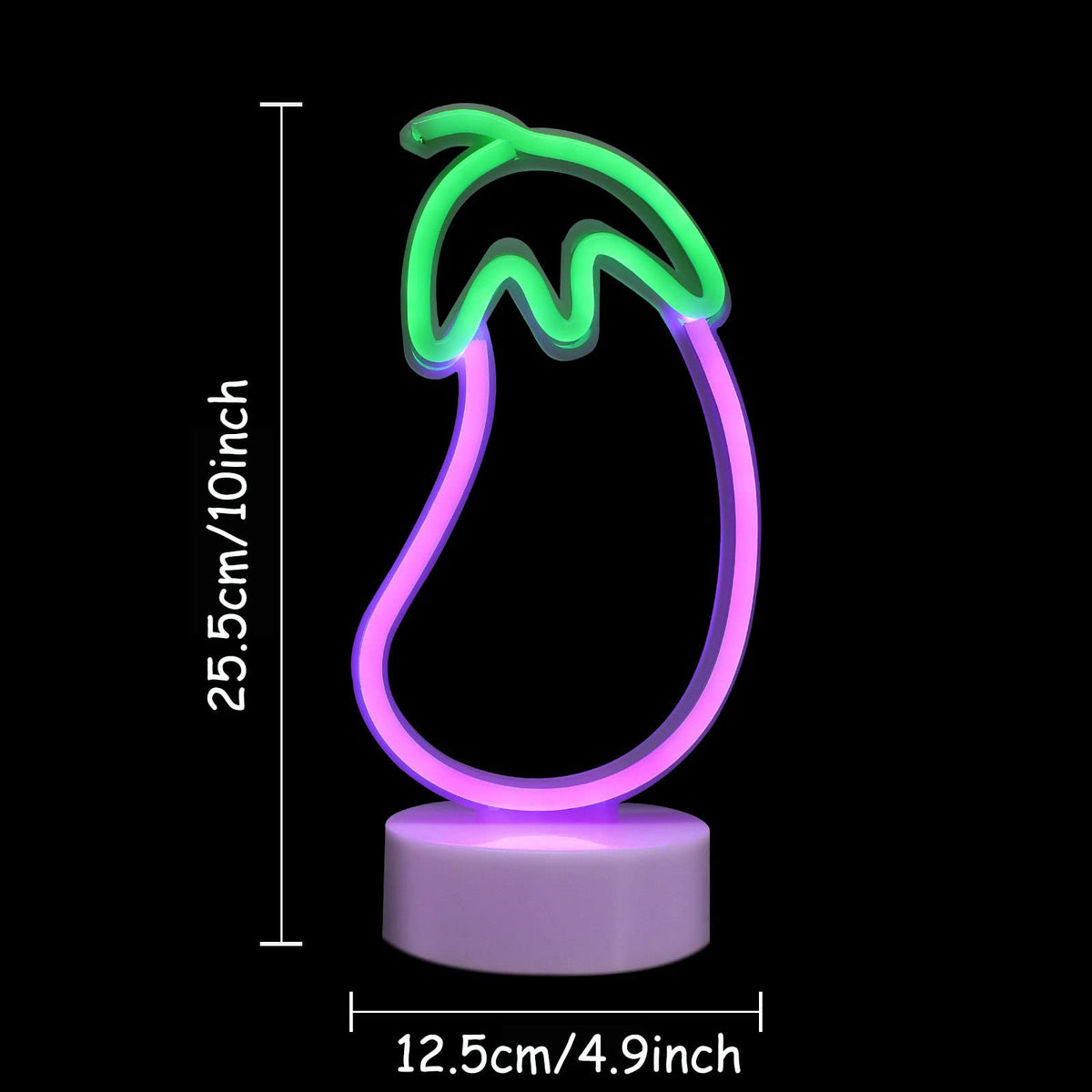 ENUOLI Eggplant Shaped Neon Sign,LED Eggplant Neon Sign for Bedroom Purple Eggplant Lights USB/Battery Operated Lamp Purple Room Decor Light Up for Games Room Living Room Party