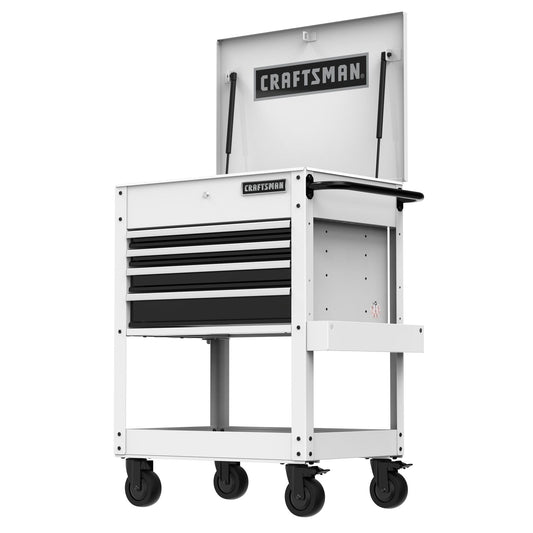 CRAFTSMAN Rolling Tool Chest with Drawers, Tool Box with Wheels and 4 Drawers, Power Outlets and USB, Protective Liner, Steel Utility Cart Storage Cabinet, Supports up to 700 lbs, White (CMST98276WW)