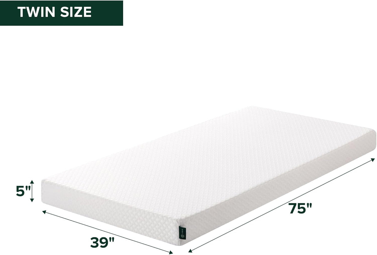 Zinus 5 Inch Twin Memory Foam Mattress - Cooling Essential Design, Medium Feel, Fiberglass Free, Safe Materials
