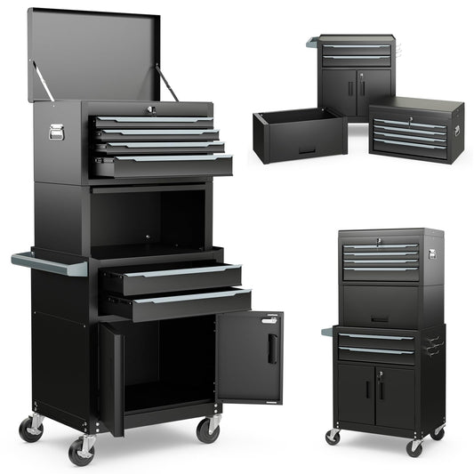 ERGOMASTER Large Rolling Tool-Chest Dentproof with 6 Drawers Heavy Duty Tool-Cabinet on Wheels Lockable and Lock System for Garage Workshop(28 x 13 x 53''-Black)