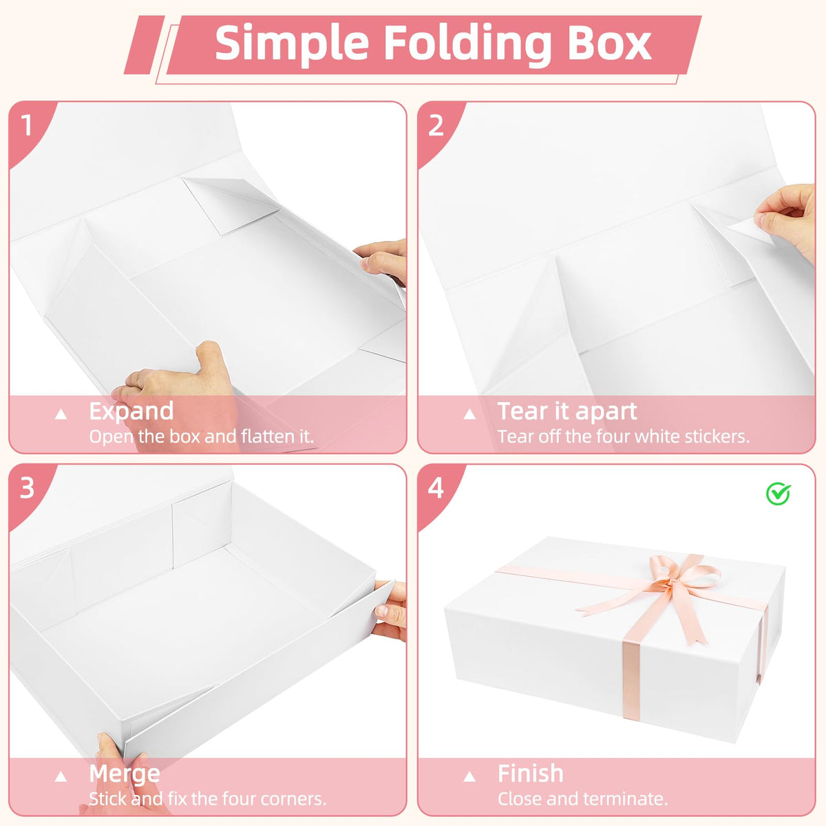 batifine Gift Box, 13x9x3.7 Inch Gift Boxes with Lids for Presents, Magnetic Large Gift Box Bridesmaid Proposal Graduation Birthday Wedding Storage White Boxes (1 Pack)