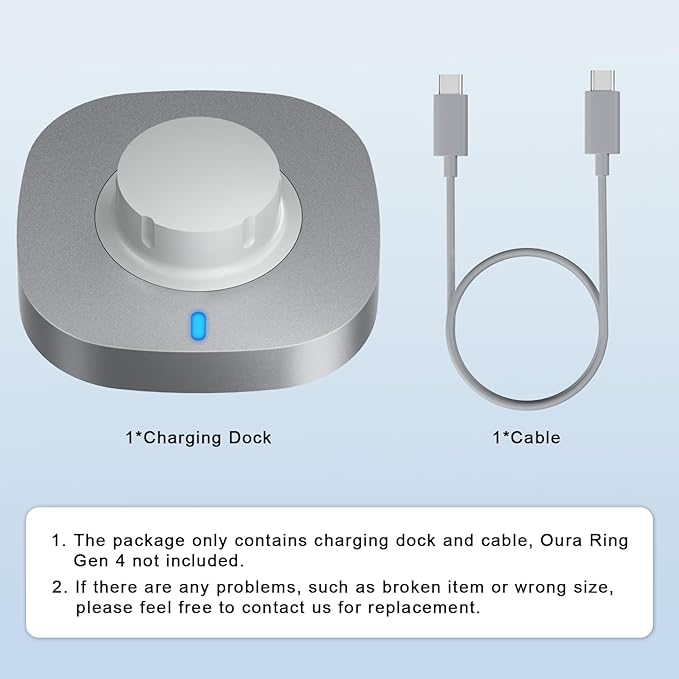 Compatible with Oura Ring Gen 4 Charger Size 7, Fast Charging Dock with USB-C Cable