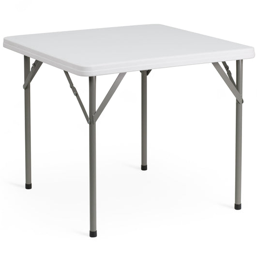 Flash Furniture Square Plastic Folding Event Tables, Set of 12, Granite White