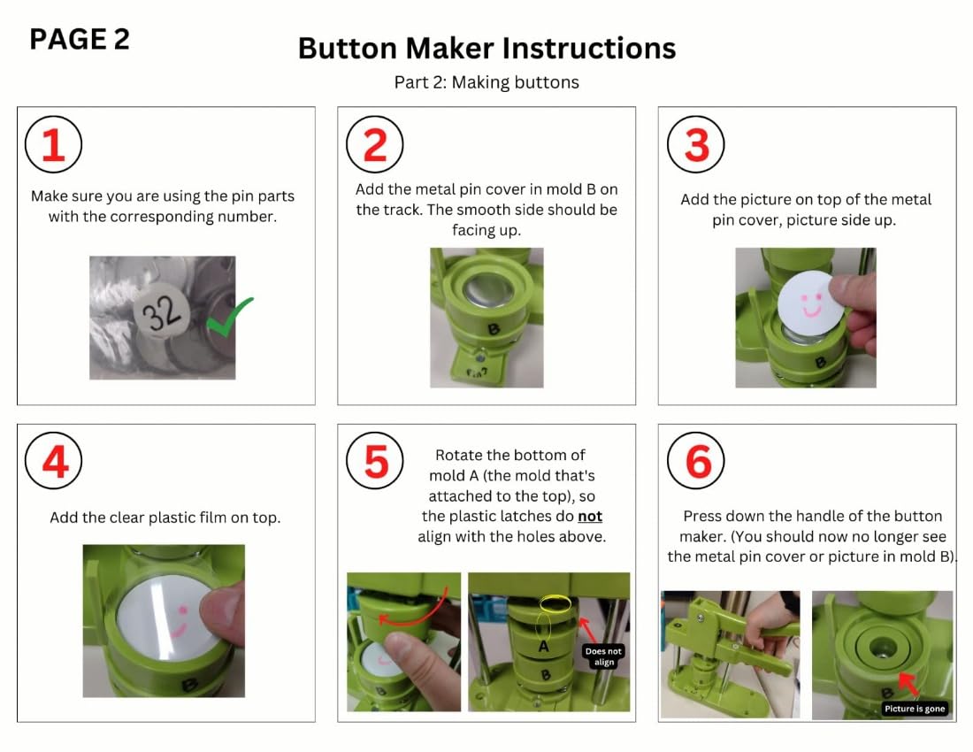 Button Maker Machine 75mm with Badge Pin Supplie Kit, 3-inch Pins Press Buttons Making with Blank Round Button Parts Metal Pin Back & Picture Paper & Plastic Mylar & Cutter, for DIY Keepsake Gift