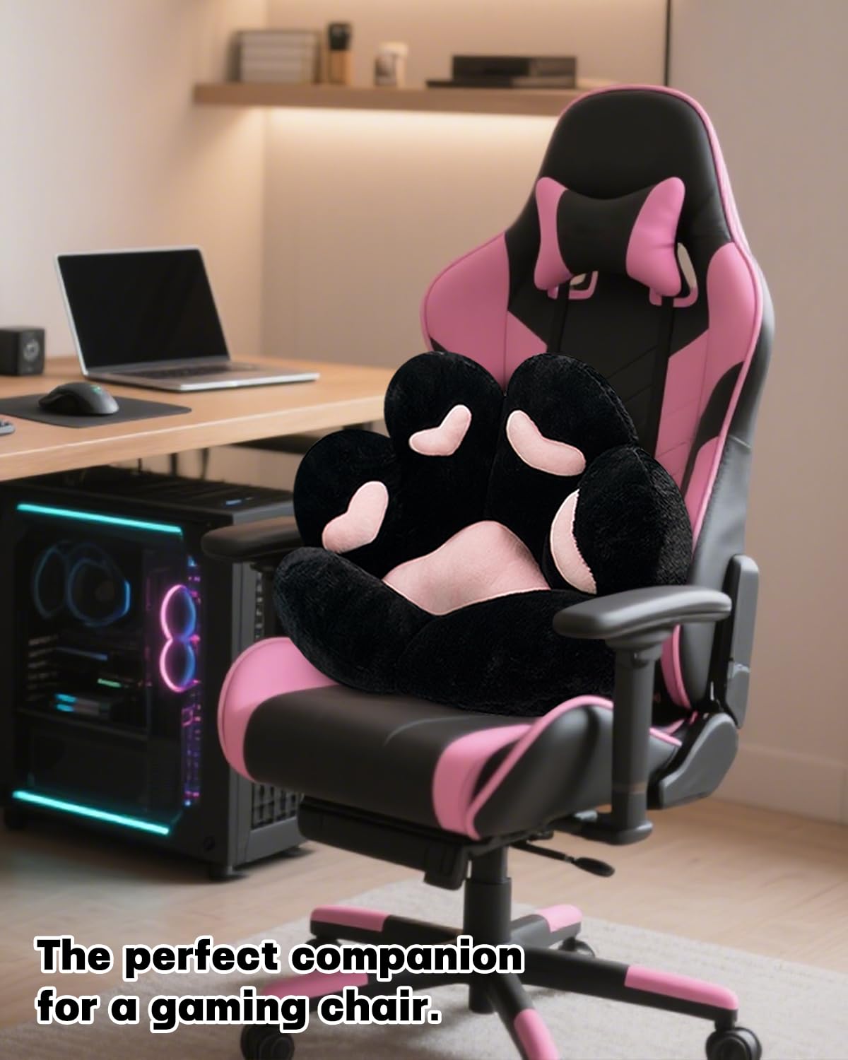 MOONBEEKI Cat Paw Cushion Chair Comfy Kawaii Plush Seat Cushions Shape Lazy Pillow for Gamer Chair 28"x 24" Cozy Floor Cute Seat Kawaii for Girl Worker Gift, Dining Room Bedroom Decorate Black