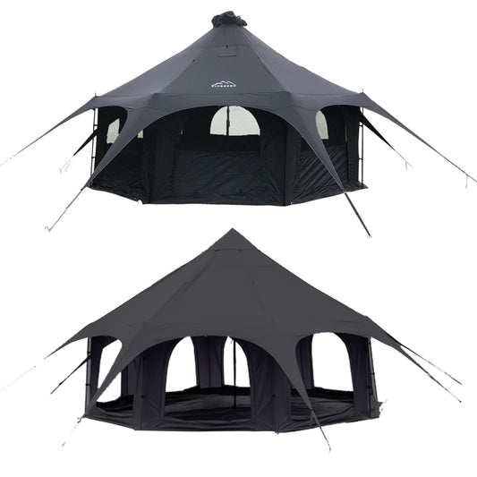 Kanggogo 5M Cotton Canvas Tent Bell - Yurts with Stove Jack，16.4ft*High9.2ft ，Breathable and Windproof,Glamping for 6/8/10Person Family Camping (8-10 People)