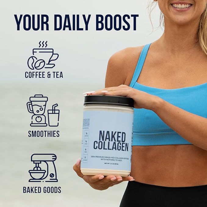 NAKED Caramel Collagen Peptides Protein Powder, 25 Servings, Pasture-Raised, Grass-Fed Hydrolyzed Collagen Supplement, Paleo Friendly, Non-GMO, Keto, Gluten Free, 20oz