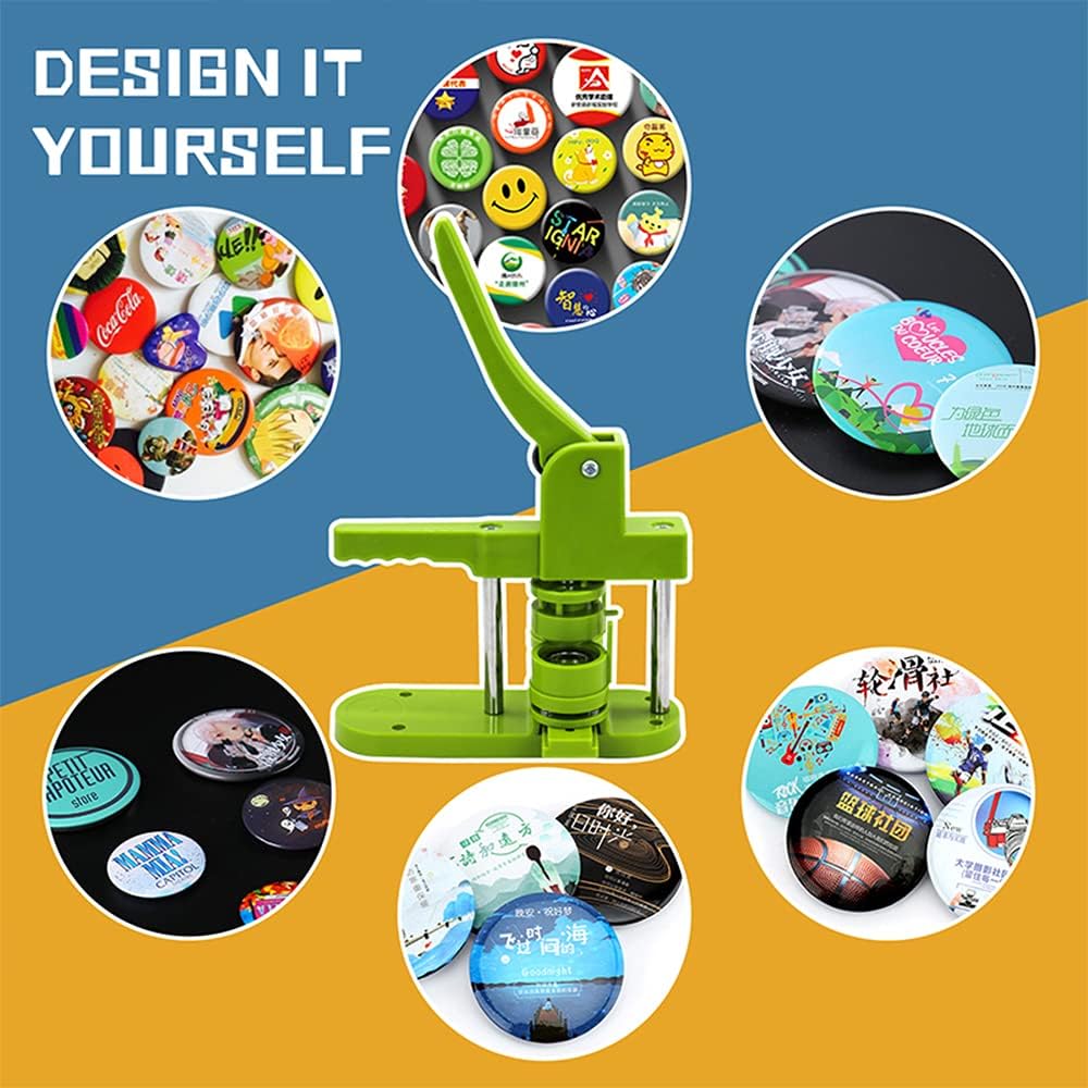 Onetuon Button Badge Maker Machine kit 37mm (1-1/2 inch) DIY Pin Button Maker Press Machine Badge Punch Press with Free 100pcs Button Parts&Pictures&Circle Cutter (1-1/2INCH (37MM))