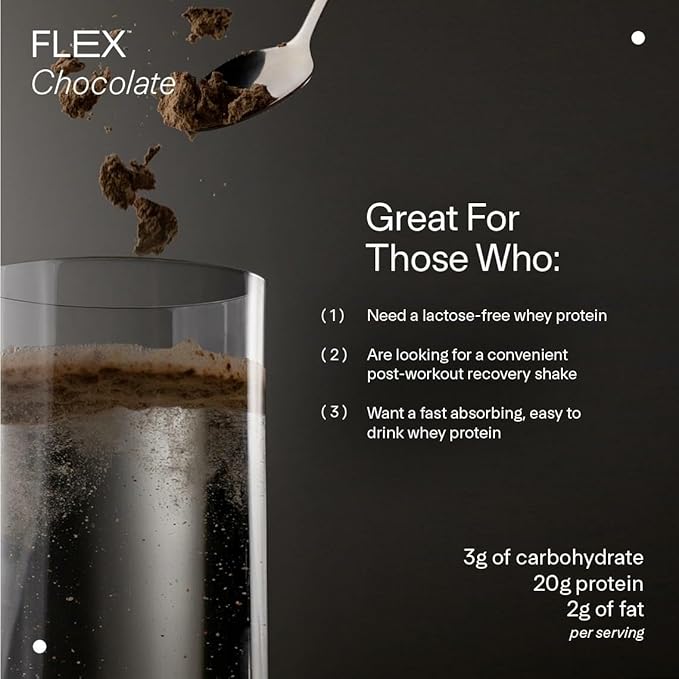 LTH Flex Whey Protein Isolate - Trusted by Life Time Members - Lactose-Free Protein Powder - for Post-Workout Recovery - Low Fat, No Sugar & Low Carb - Chocolate, 30 Servings