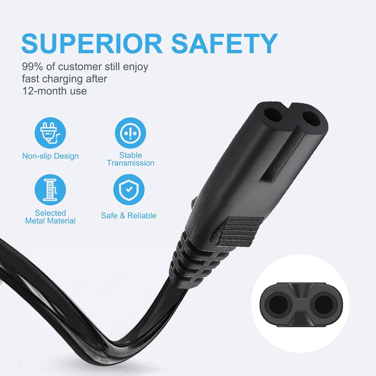 YCWZZH 2 24" 32" 40" 42" 43" 48" 50" 55" 60" 65" 75" 85"Inch 55s405 43s425 50s425 3FT Prong TV Power Cable Cord for TCL