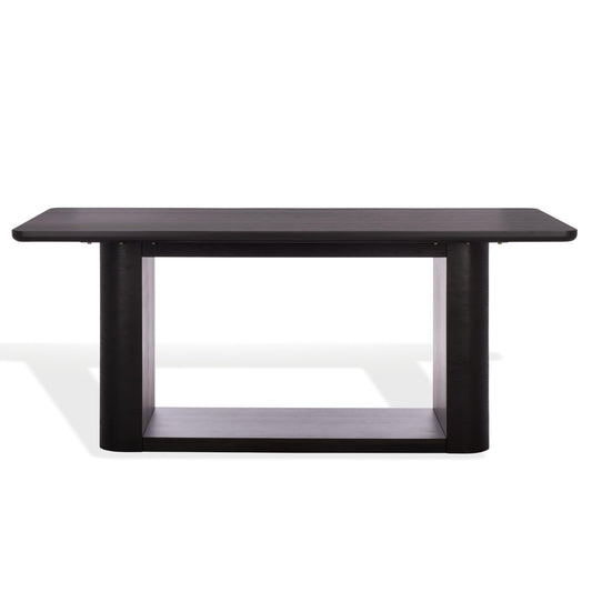 SAFAVIEH Home Collection - Howard Black Oak Wood Dining Table, Modern Rectangle Pedestal Base, Contemporary Design (SFV7250B)