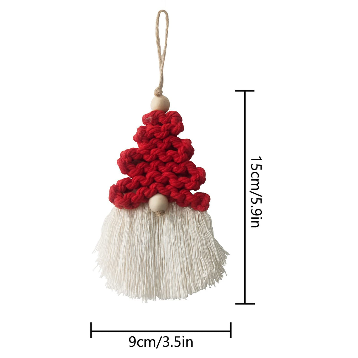 6 Pieces Macrame Christmas Gnome Ornaments, Boho Christmas Decorations Woven Gnome Xmas Ornaments Set for Christmas Tree Hanging for Xmas Party Living Room Dorm Nursery Room Craft Gifts (Red)