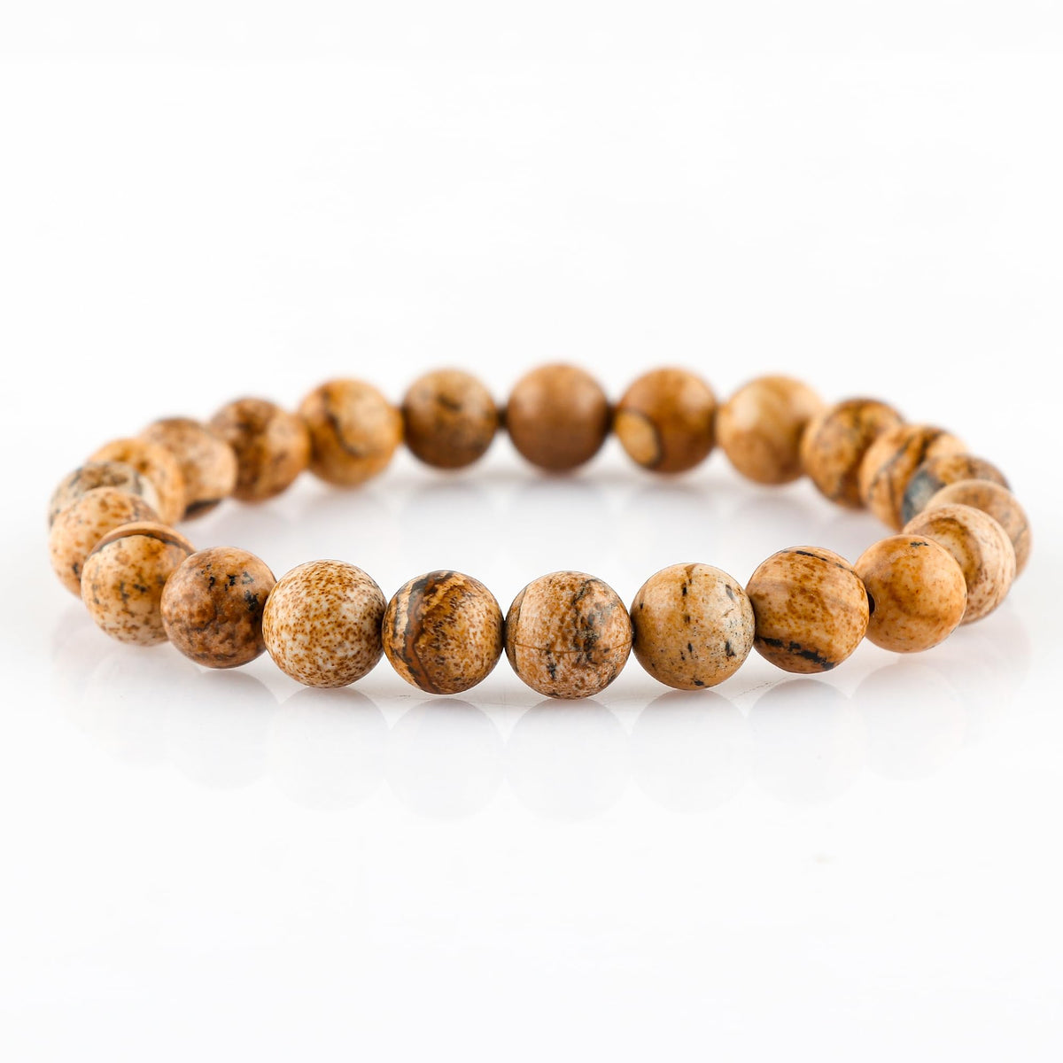 CRYSTALINES Natural Picture Jasper Gemstone Stretchable Bracelet for Men Women | Handmade Stretch Jewelry | Chakra - Healing - Yoga - Spiritual | Birthstone | Unisex | Healing Bracelet