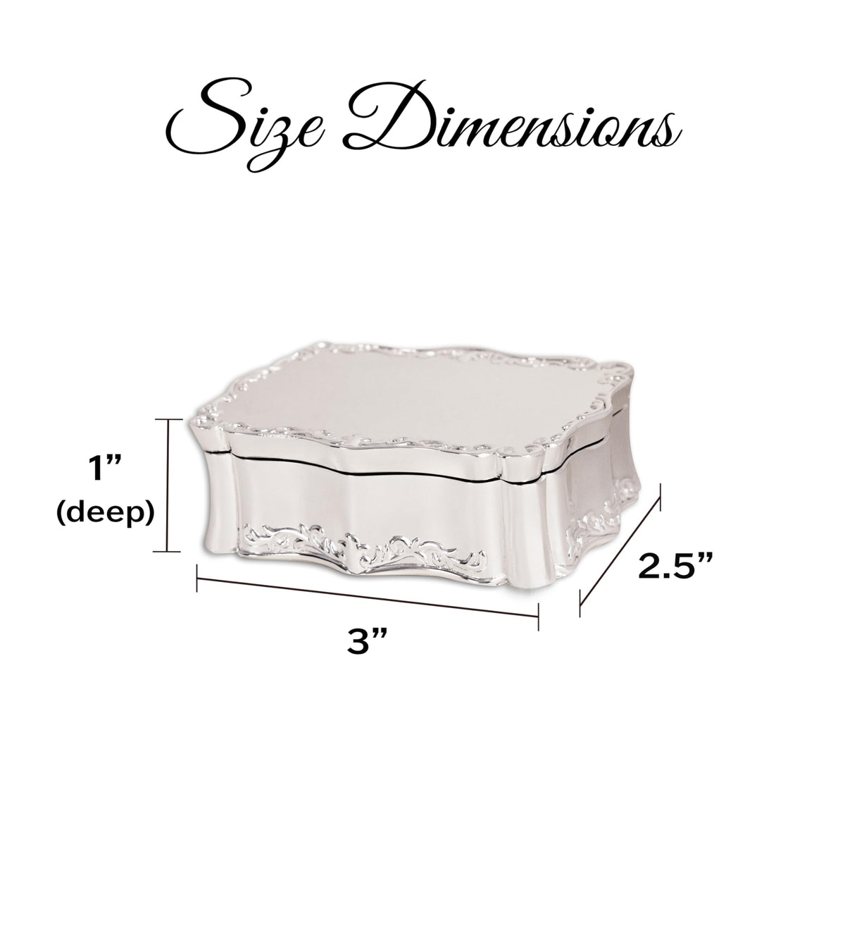 Cherished Moments Rectangle Shaped Jewelry Keepsake Box for Jewelry, Trinkets or Special Treasures, Silver Toned