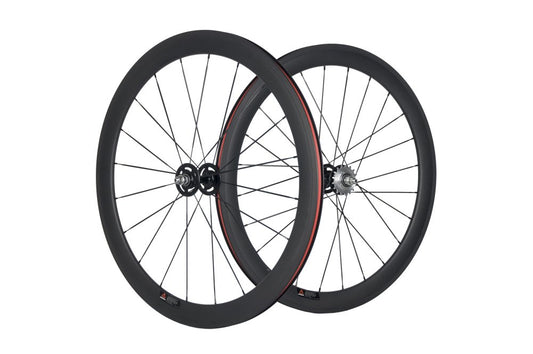 Queen Bike 50mm Carbon Fiber Track Wheel Matte Finish 3K Fixed Gear Wheelset with Cog