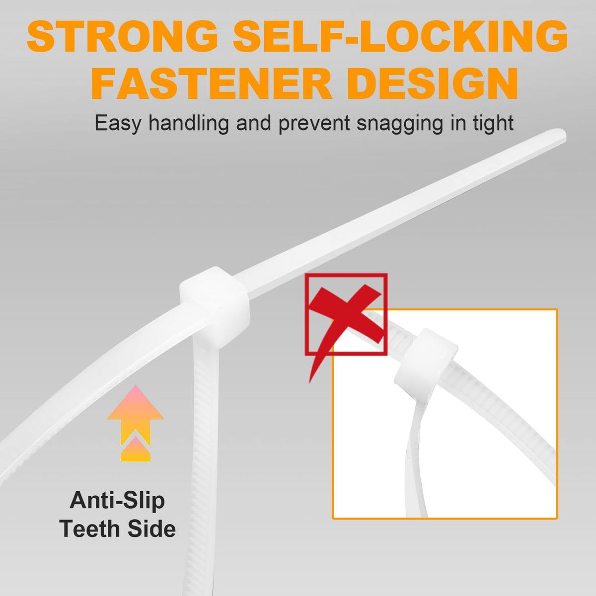 1200pcs 12 Inch, 50lb Zip Ties, RAZCC Cable Zip Ties Heavy Duty White Plastic Wire Ties with Tensile Strength