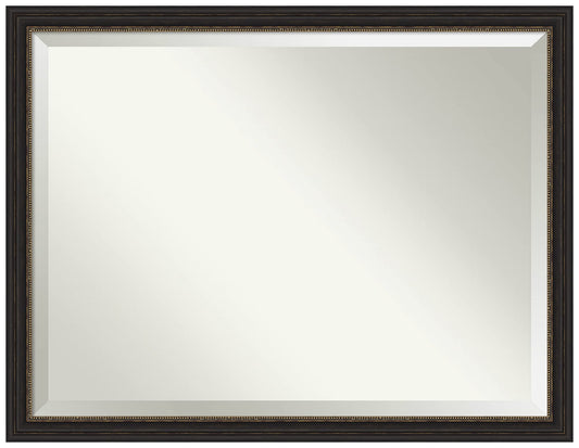 Amanti Art Bronze Wall Mirror 34x44 Accent Bronze Narrow Rectangle Bathroom Mirror for Wall Decor Living Room, X-Large Traditional Frame, Hangs Horizonally and Vertically, Bathroom Decor, Beveled Edge