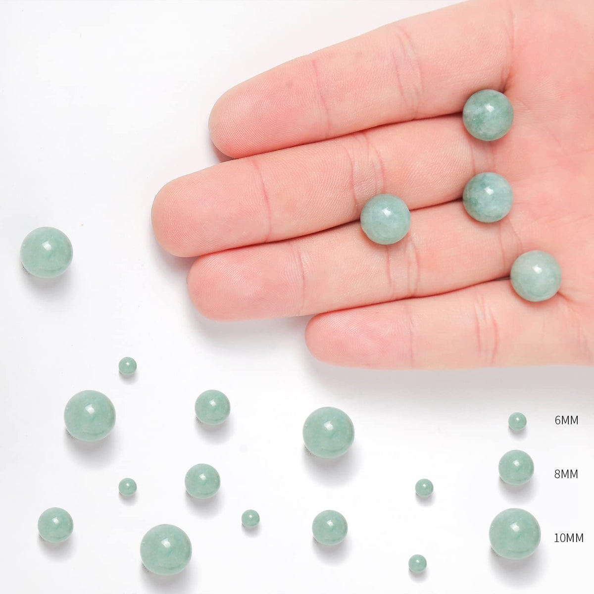 45pcs 8mm Burmese Jade Loose Beads for Jewelry Making, Natural Semi Precious Beads Round Smooth Gemstone Spacer Beads Charms for Necklaces Bracelets