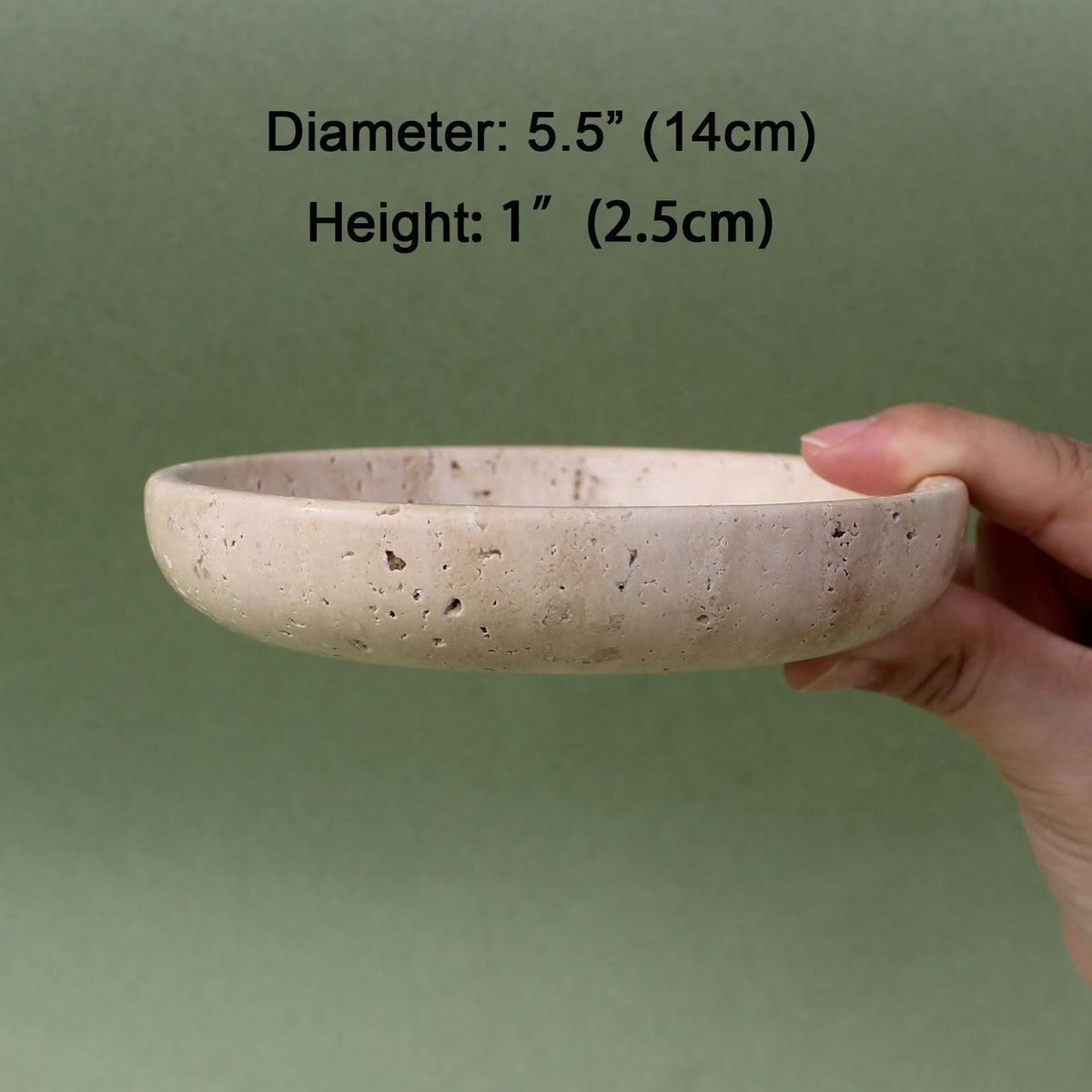 Nawgnail Natural Travertine Marble Jewelry Dish 5.5", Trinket Dish for Ring Earring, Gift for Woman Daugther(Beige Travertine)