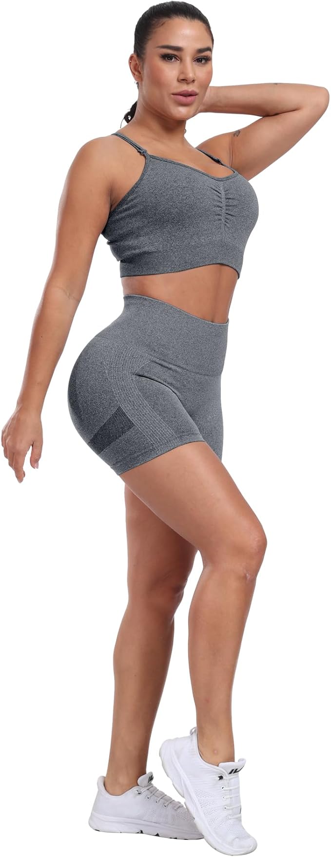 CHRLEISURE Women's 4 Packs Workout Gym Shorts, High Waisted Butt Lifting Scrunch Butt Seamless Booty Shorts
