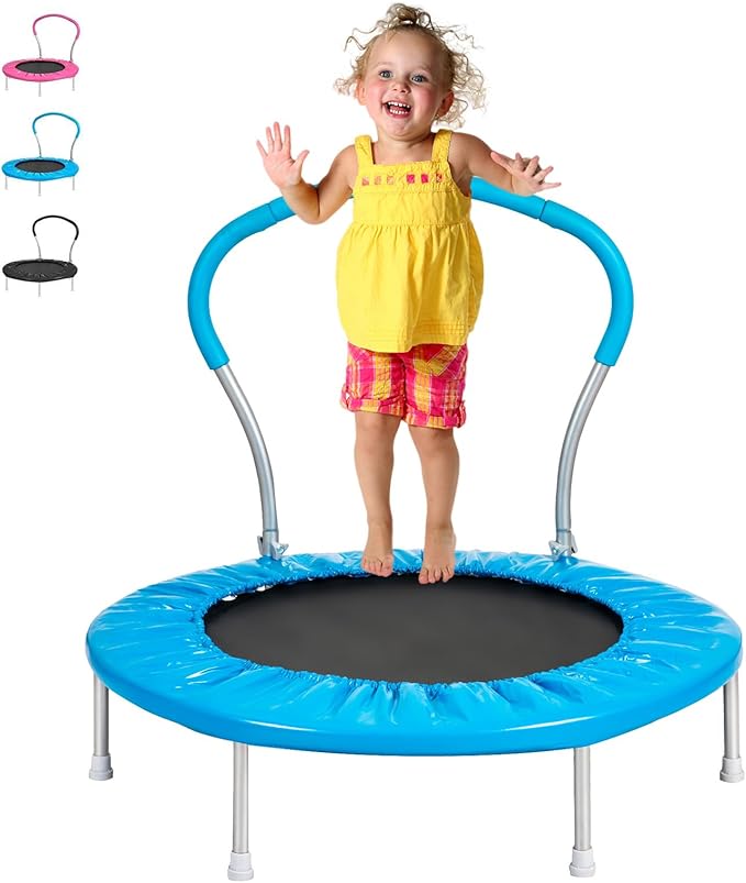 36-Inch Kids Trampoline with Handle - Indoor Mini Tranpoline for Toddlers, Small Fitness Rebounder for Indoor and Outdoor Use