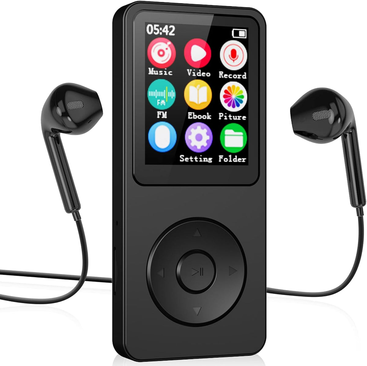 LAISANIM MP3 5.4 2.4 Inch Player with Bluetooth HiFi Sound, Screen Portable Music Player with FM, Voice Recorder, E