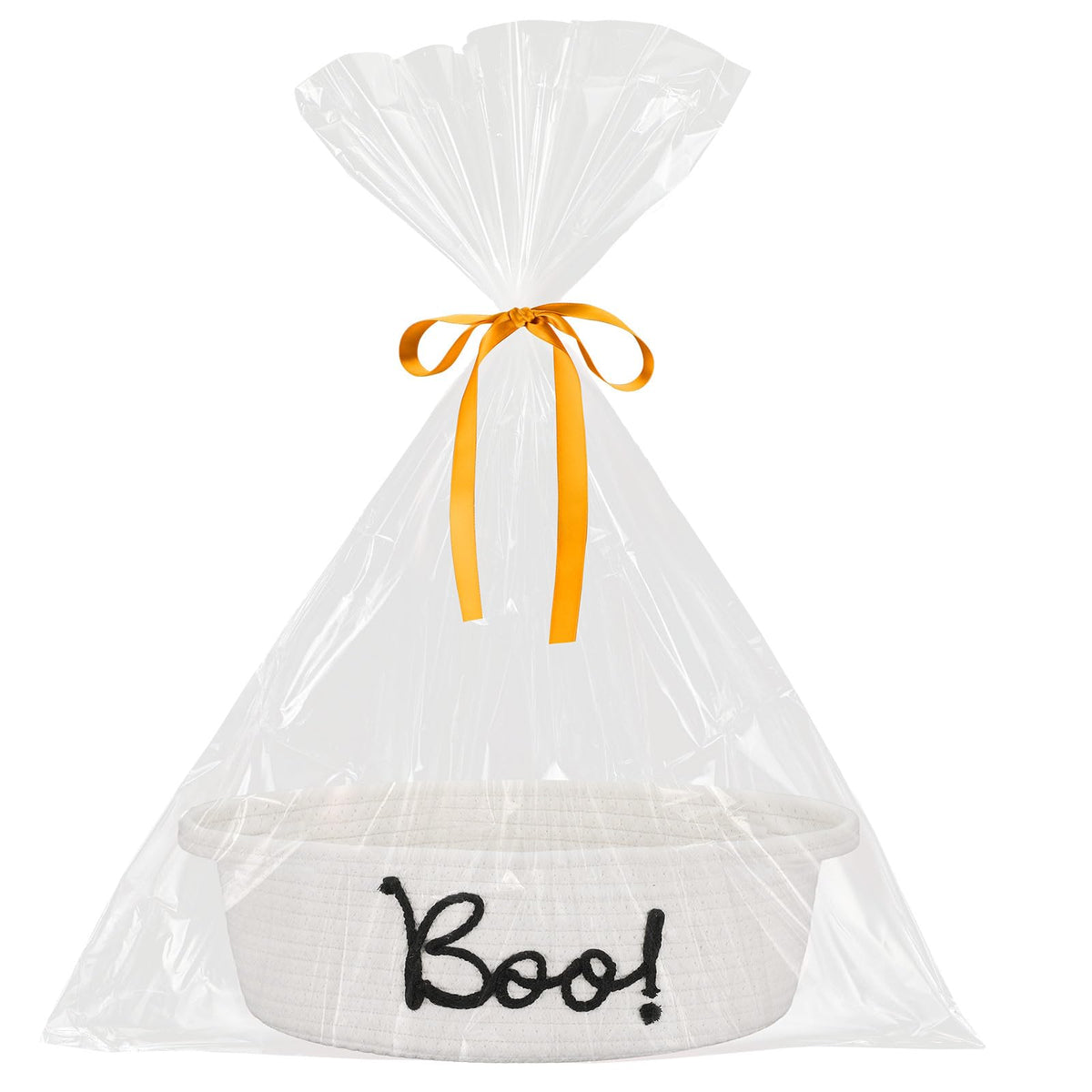 Reallnaive Halloween Boo Gift Basket Set with Handles Include Woven Basket Gift Bags and Ribbons 1 Boo Thank You Cards with White Envelope for Halloween Trick or Treat Party Favor Supplies(Orange)