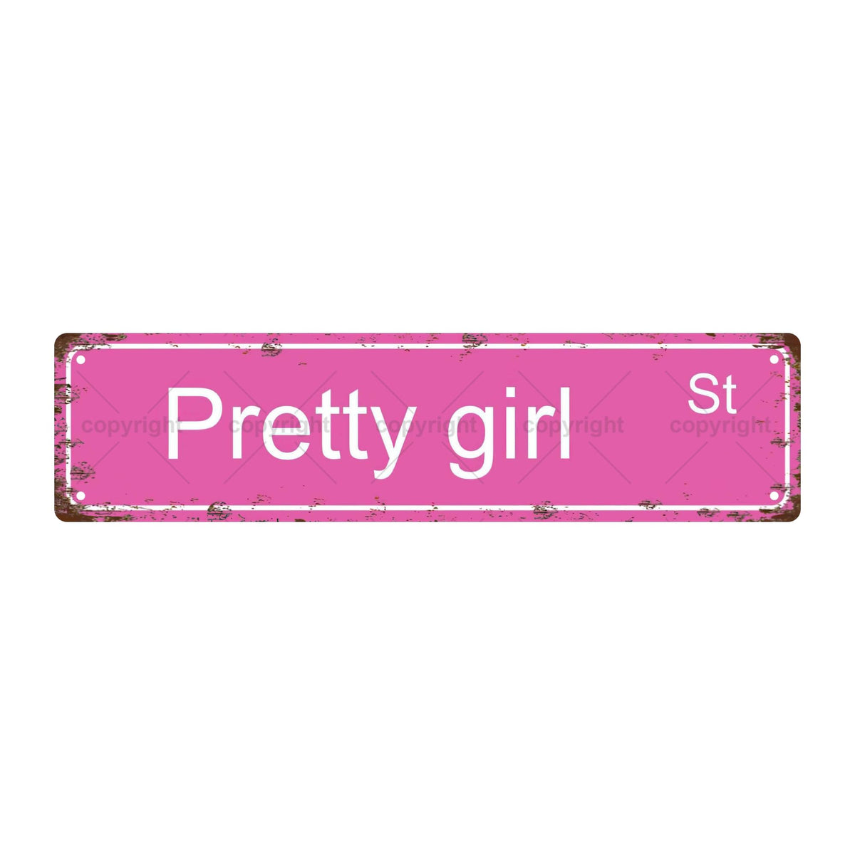 PRETTY GIRL ST GIRLS WOMEN Metal Tin Street Sign Bar Cafe Garage Cave Home Room Wall Bathroom Farmhouse Garden Porch Patio Decor, 16 x 4 Inch