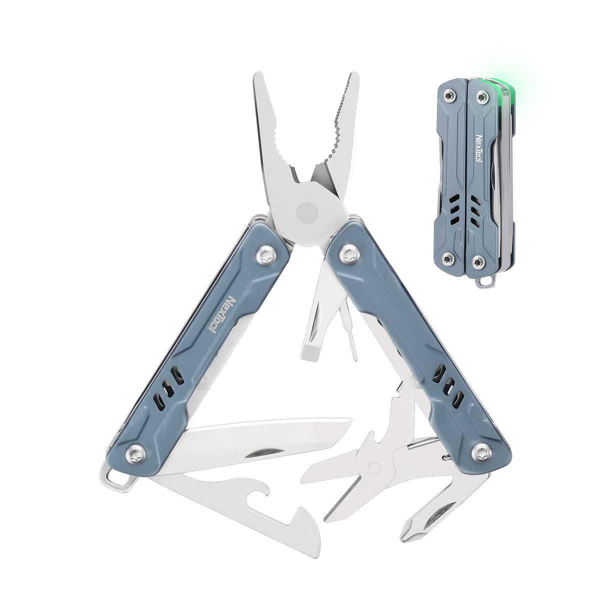 NexTool Mini Sailor S11 Keychain Multitool, 11-in-1 Compact EDC Pliers with Pocket Knife, Scissors & Screwdrivers, Lightweight Small Multitool for DIY, Travel, Camping, and Gift, Cool Gadget for Men