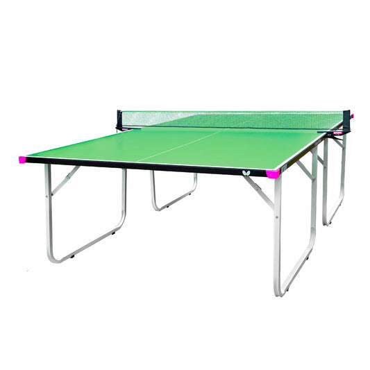 Butterfly Compact Outdoor Ping Pong Table - Thick Outdoor Table Tennis Table - All-Weather Removable Ping Pong Net Included - Ships Assembled - Folds and Rolls for Easy Transport