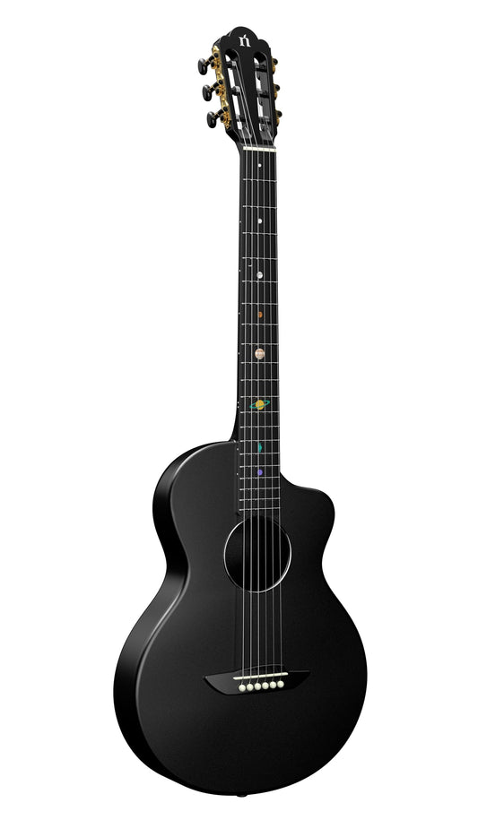 Natasha Carbon Fiber Acoustic Guitar, 38-inch Nylon-string Guitarra,Durable 6-string Ultra-thin Guitar for Beginners (Black)