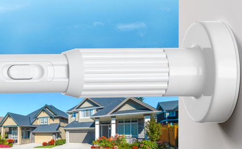 Long Tension Rod 39-144inch White Tension Curtain Rods no Drilling 1.26" Diameter Adjustable Outdoor Curtain Rod for Windows,Shower,Patio,Doorway,Heavy Duty Spring Rods